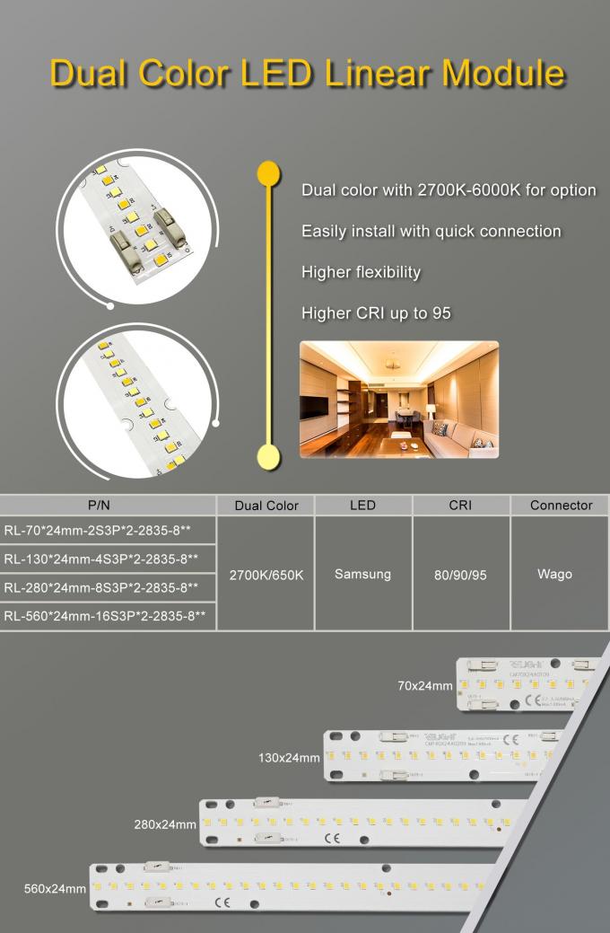উচ্চ নমনীয়তা এবং উচ্চতর সিআরআই পর্যন্ত 95 ডুয়েল রঙ LED লিনিয়ার মডিউল